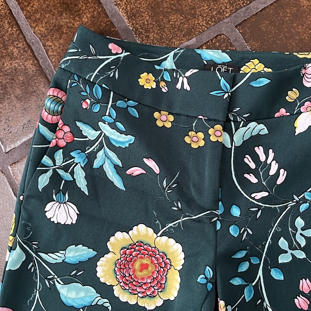 LOFT Green Multicolor Floral Print Trouser Pant - Picture 5 of 13
